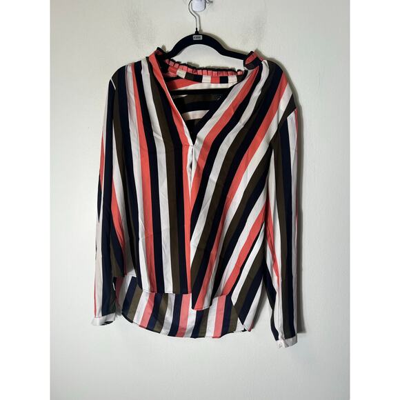 Ann Taylor Multicolor Stripe Long Sleeve V-Neck Tunic Sz M - Picture 1 of 3